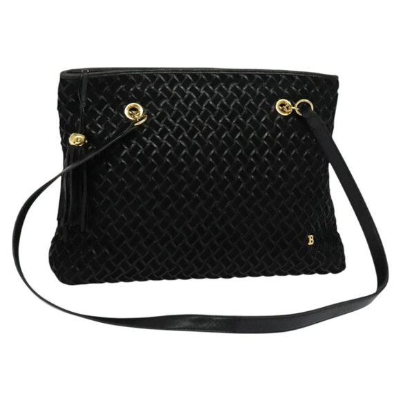 BALLY Tote Bag Leather Black Gold Auth BA2910 - Picture 1 of 16